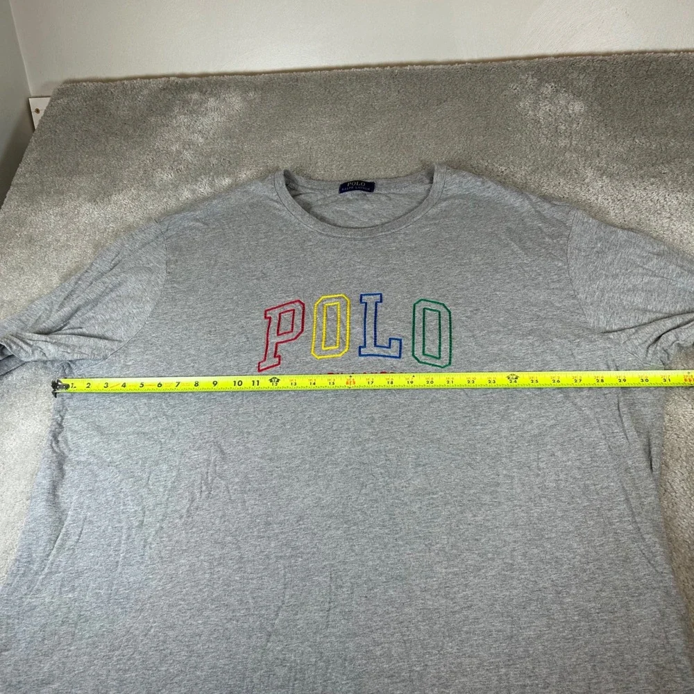 Polo Ralph Lauren Long Sleeve T-Shirt Mens 4XL Gray Multi-Color Spellout Logo